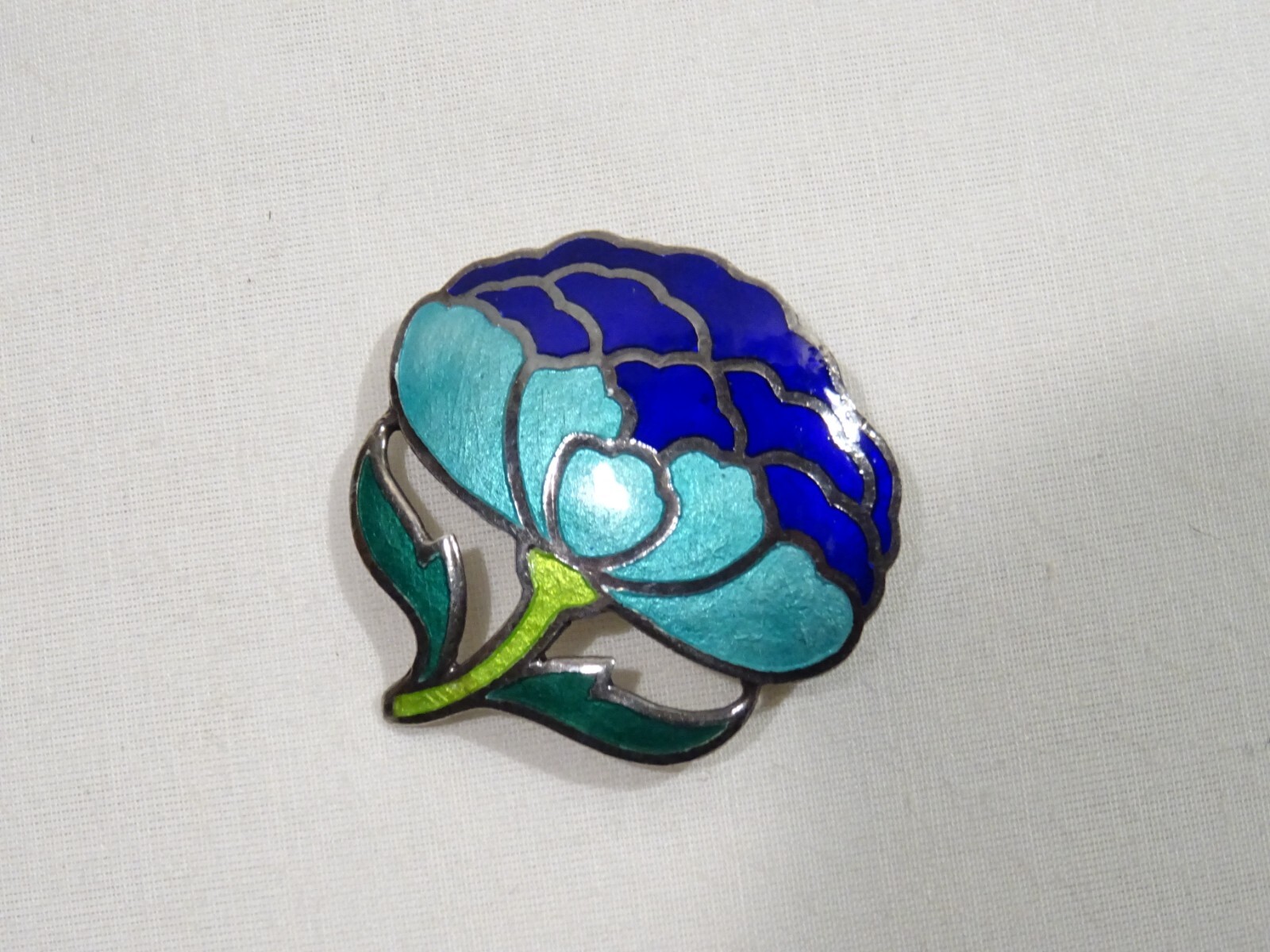 Solid Silver Brooch With Enamel And Cloisonne Ena… - image 9