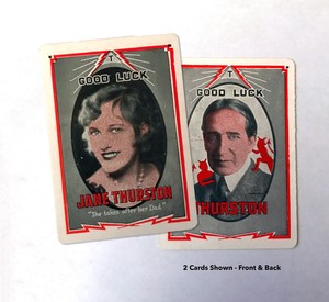 ORIGINAL-VINTAGE-HOWARD-amp-JANE-THURSTON-THROW-OUT-CARD-1920s-Magic-Ephemera