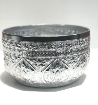 伝統シルバーボウル タイ製 Vintage Style Thai Pattern Embossed Classic Silver Bowl
