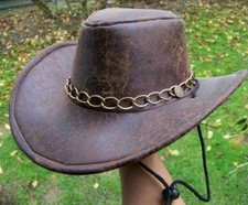 L 56-58 brauner cowboy Hut Leder Optik cooles design western country outback