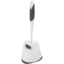 Under Rim Toilet Brush and Holder Set Compact Corner Caddy Storage Solution