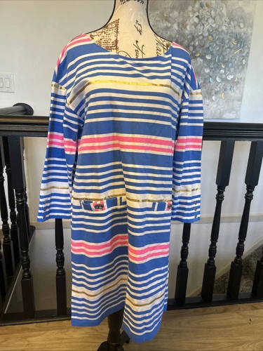 VETEMENTS Abito nuovo con etichette Lilly Pulitzer Lena Lapislazzuli blu righe tiki lapislazzuli oro rosa taglia L $158