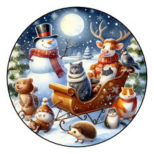 12 LARGE CHRISTMAS STICKERS SEALS LABELS TAGS 2.5" FAVORS SNOWMAN ANIMALS
