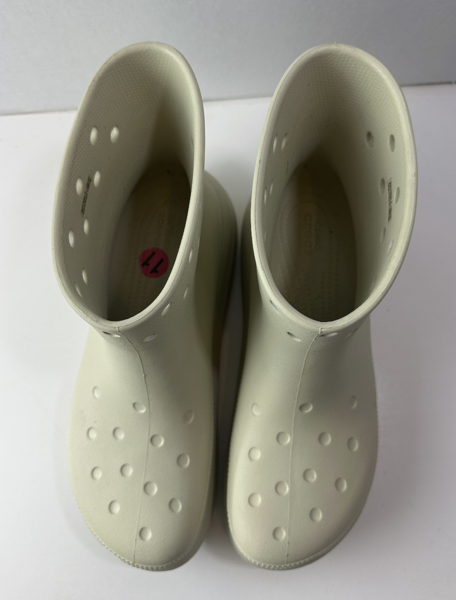 CROCS Classic Crush Rain Boots BONE Cream Mens Size 11  display picture 3