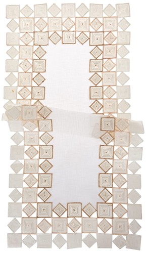Sevill Decorative Embroidered Cutwork Table Runner, 14" x 34", Ivory