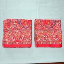 Ralph Lauren GALAHAD King Pillowcase Set 2 Red Paisley Floral 100 Cotton