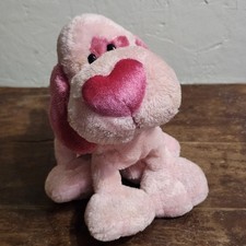 Walmart Puppy Dog Plush Stuffed Animal 6 Pink Hearts Ribbon Collar Valentine's
