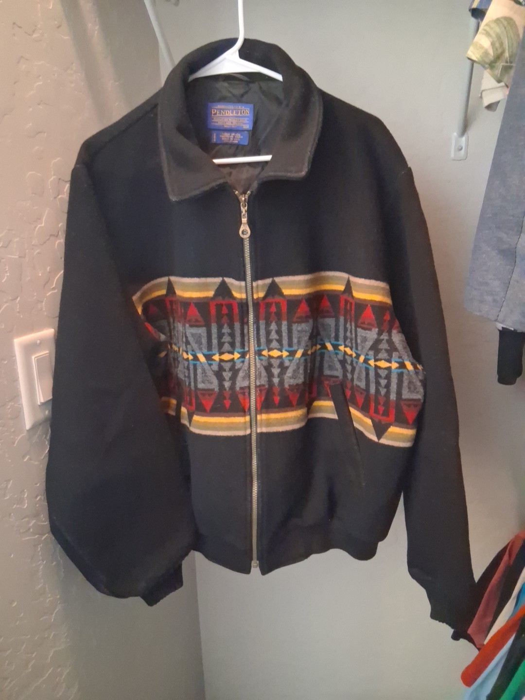💫 Vtg Pendleton Wool Bomber Jacket Native Americ… - image 1