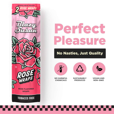 rose wraps tobacco free Blazy Susan Rose Wraps | 1 Pouch – 2 Wraps | Vegan, Slow Burning & Tobacco- Free