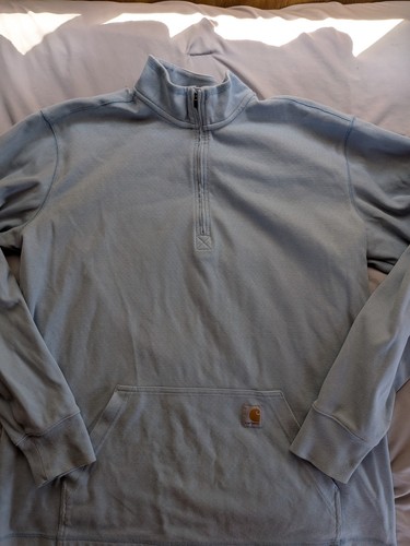 Carharrt Blue Quarter Zip Pullover Sweater Mens size XL Relaxed Fit - Picture 2 of 6