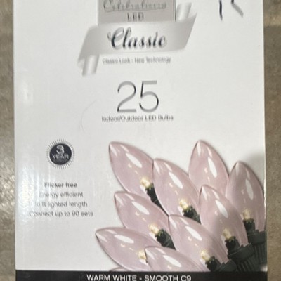 Celebrations Classic LED Smooth C9 Lights 25 Warm White 16ft