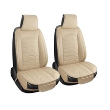 Leather car Seat Covers Breathable Car Seat Protector Front seat leather-Beige