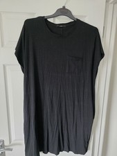 20-22 Black Tshirt Tee Dress Short Sleeve Plain Casual Stretch Summer
