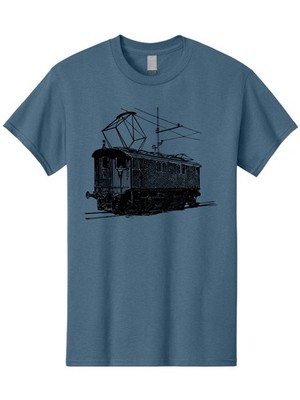 Electric-Train Mens Graphic Tee, 100% Cotton, Casual Summer Wear