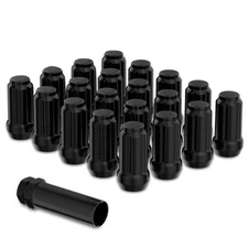 Richeer 12x1.25 Wheel Lug Nuts Black, 20PCS 1.38 inch Closed End Bulge Acorn ...