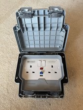 MK Masterseal Plus 13A DP 2 Gang RCD Switched Socket Weatherproof IP66 Grey