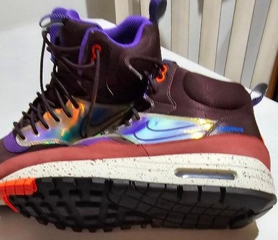 Nike Air Max 1 Sneakerboot Mid Deep Burgundy Purple Orange Iridescent 685269-600