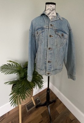 Vtg Levi s Denim Jacket Womens Lg 16/18 57508 Orange Tab Made in USA Trucker