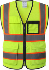 Reflective Safety Vest for Men Women Hi Vis Vest with 8 Pockets High Visibility