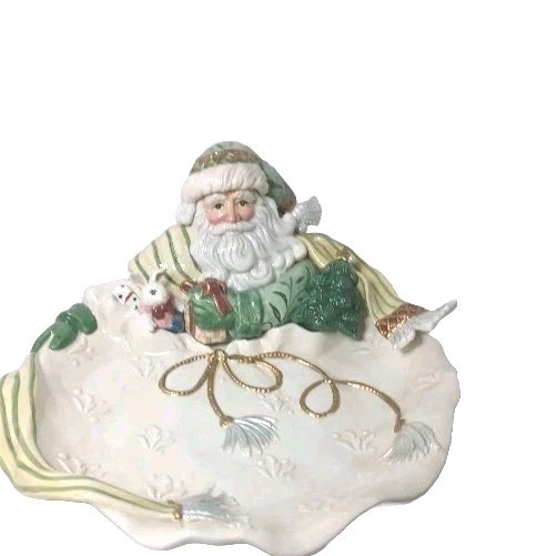 Fitz and Floyd Gregorian Santa Christmas Centerpiece Serving Platter Org. Box