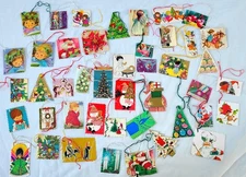 Lot 45 Vintage Christmas Gift Tags Made from Midcentury Christmas Cards Retro