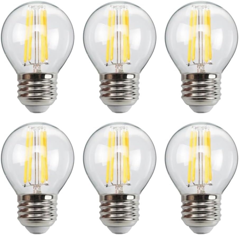 6-Pack G45 E26 LED Small Globe Bulbs 40Watt Equivalent, 2700K Warm White, 400Lum