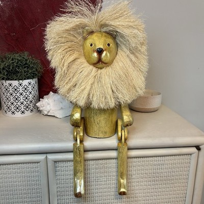 Lion Pier 1 Imports Wooden Shelf Sitter Jointed Gold Large Wizard Of Oz Decor