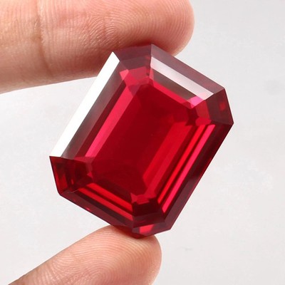 40 Ct Natural Burmese Blood Red Emerald Cut Ruby AGL Certified Loose Gemstone