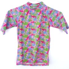 UV Skinz Rash Guard Girls Size 10 UPF 50 , Pink, Green Swim Top Sun Protection