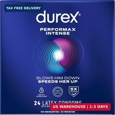 Durex Performax Intense Condoms with Delay Lubricant, Ribbed Dotted Latex Cond