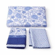 RALPH LAUREN Arielle Floral Blue100 Cotton Full/Queen Duvet Cover 3pc SET 385