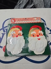 NOS  Vintage 50s 60s Santa  Cardboard Mantle Window Wall Christmas Display Japan
