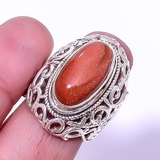 Golden Sunstone 925 Sterling Silver Handmade Bali Ring s.7 A319
