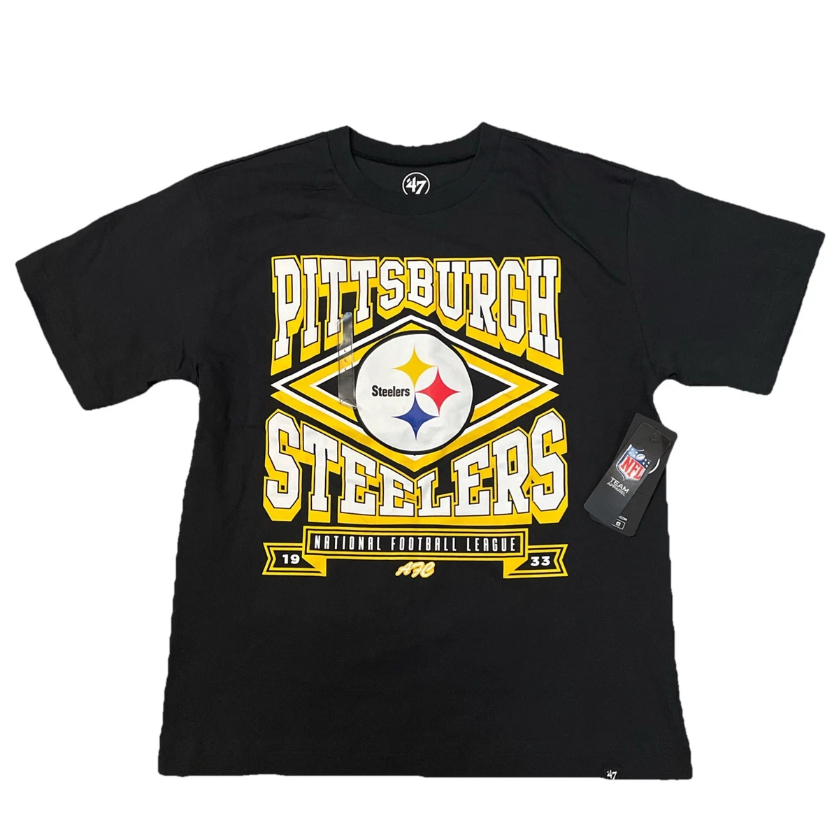 T-shirt Noir Pittsburgh Steelers '47 – Homme Taille M – Neuf Avec étiquettes