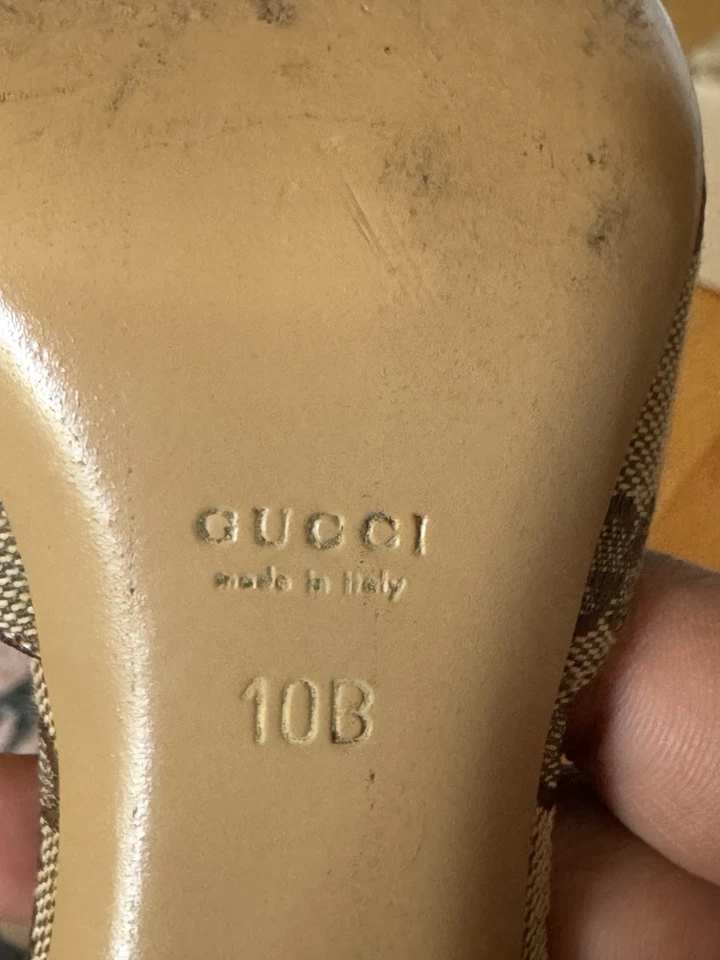 Zapatos de salón Gucci Horsebit Peep Toe de lona talla 10 para mujer excelente estado” Foto 4 de 4