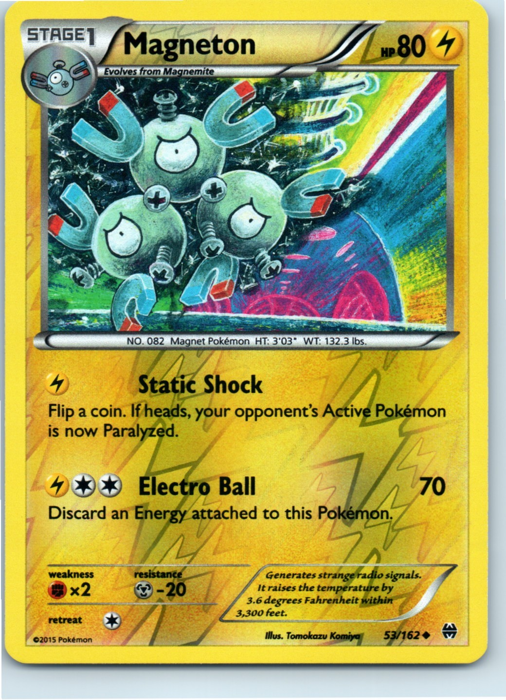 Magneton BREAKthrough 53/162 Uncommon Reverse Holo Pokemon Near Mint