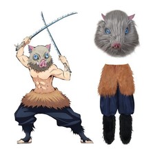 Demon Slayer Hashibira Inosuke Cosplay Halloween Costume Pants Apron Mask Comic