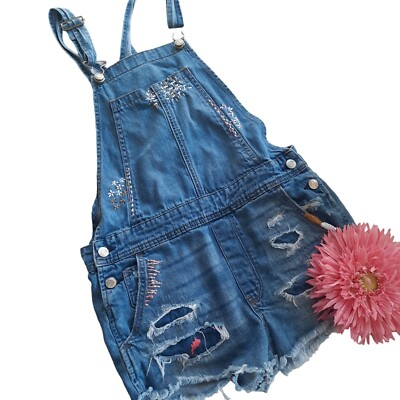 American Eagle Outfitters Distressed Denim Overalls Shorts