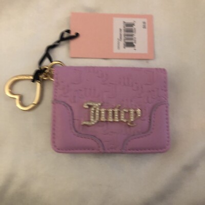 Juicy Couture Fondant Pink Faux Leather Heartless Card Case Key