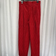 Gianni Versace Red Cotton Tapered Pleated Highwaisted Pants Size 46 - 10 NWOT