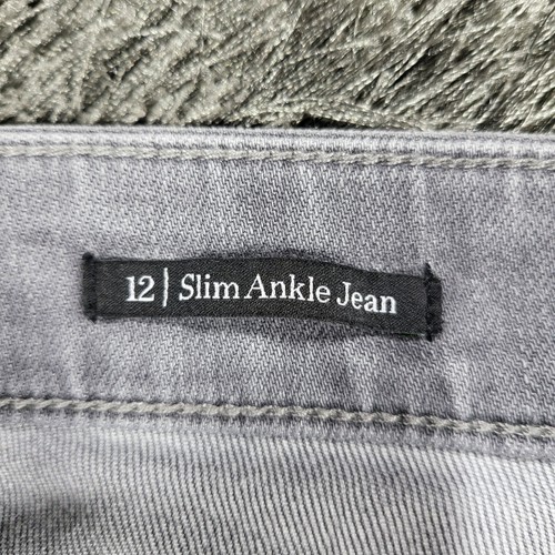 Talbots Ankle Denim Jeans Womens 12 Black Charcoal Cotton Stretch Slim 5-Pockets - Picture 4 of 20