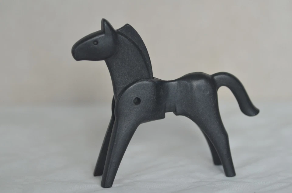 CHEVAL NOIR SANS SELLE COW BOY OU SOLDATS SUDISTE NORDISTE VINTAGE PLAYMOBIL - Photo 1/1