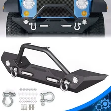 Front Bumper For Jeep Wrangler JK JL Gladiator JT 07-25 w/Winch Plate & Lights