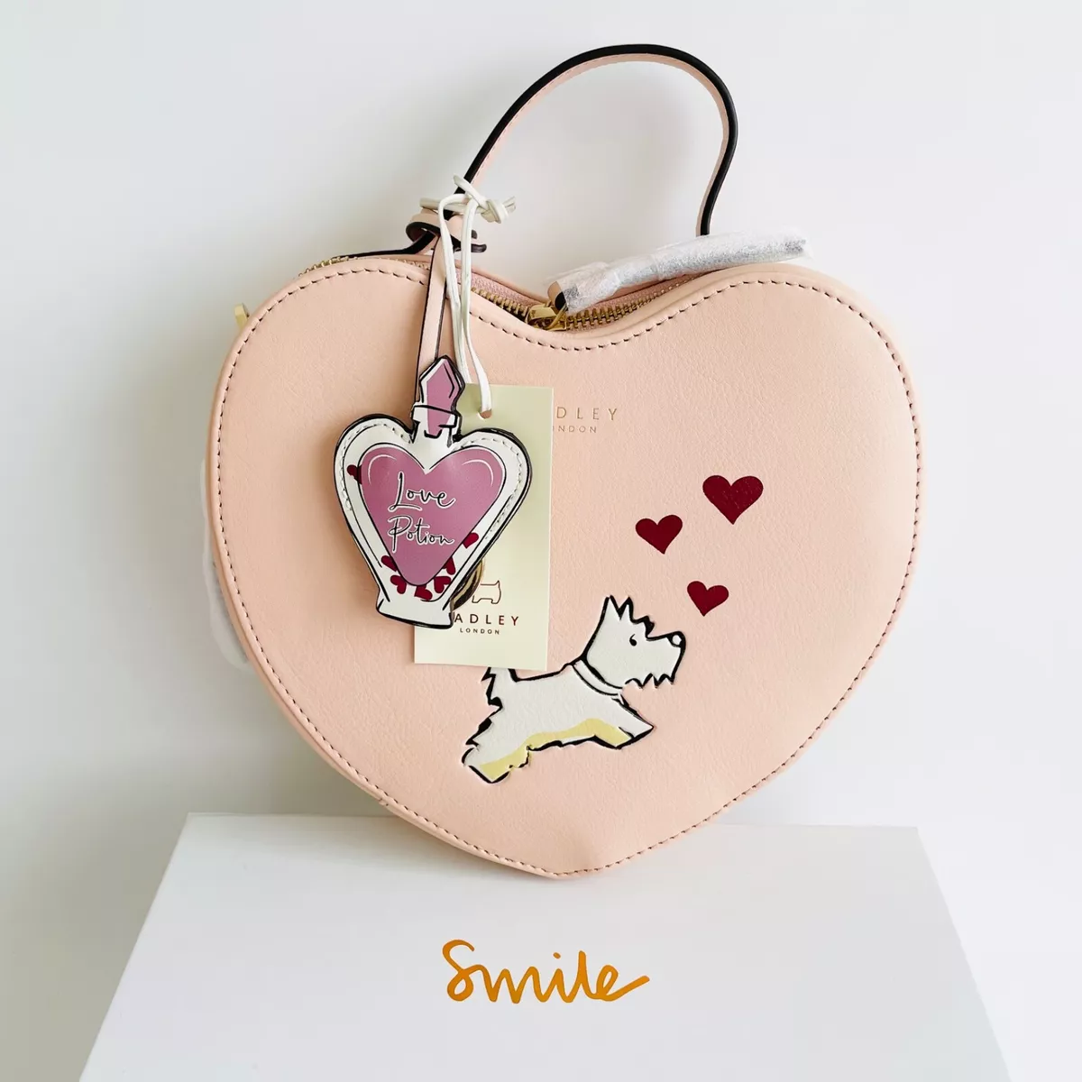 RADLEY Gift Boxed Love Potion Pink Leather Heart Shaped Multiway Bag BNWT