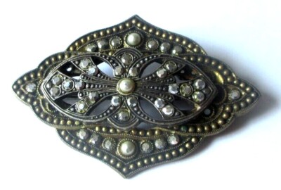 Broche Art Déco Ancienne En Argent Massif Et Marcassite - Style Géométrique Années 20/30 - Occasion