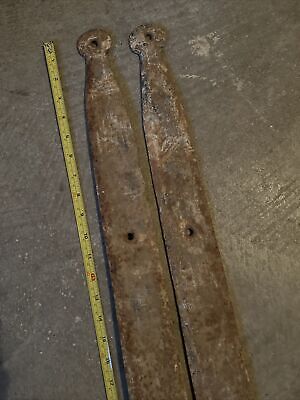 Buy Antique Pair Of Hand Forged 1800s Strap Hinges Barn Door 31”