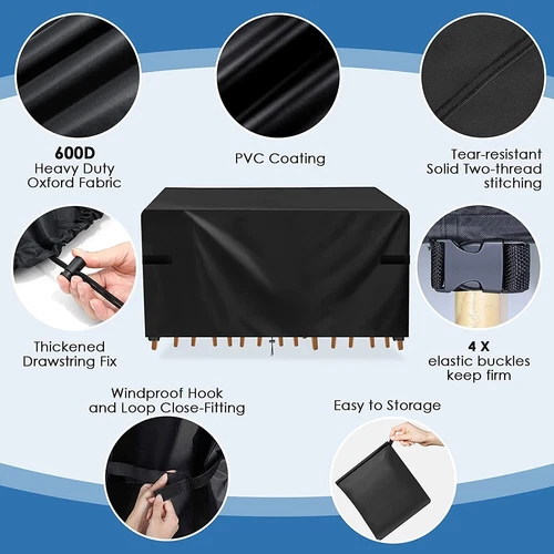 108IN 600D Heavy Duty Patio Furniture Covers Waterproof Outdoor Table Protector - Picture 5 of 9