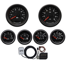 Motor Meter Racing Vd 6 Gauge Set Gps Speedometer Mph F Psi White Led 85mm 52mm