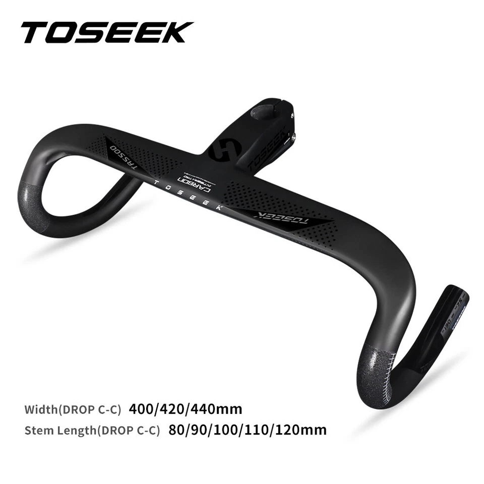 Full Carbon  Road Bike Drop Bar Bicycle Integrated Bar Stem Handlebar With Holde - Image 3 of 4