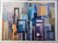 Original Abstract Watercolor Painting 12"x 9" 